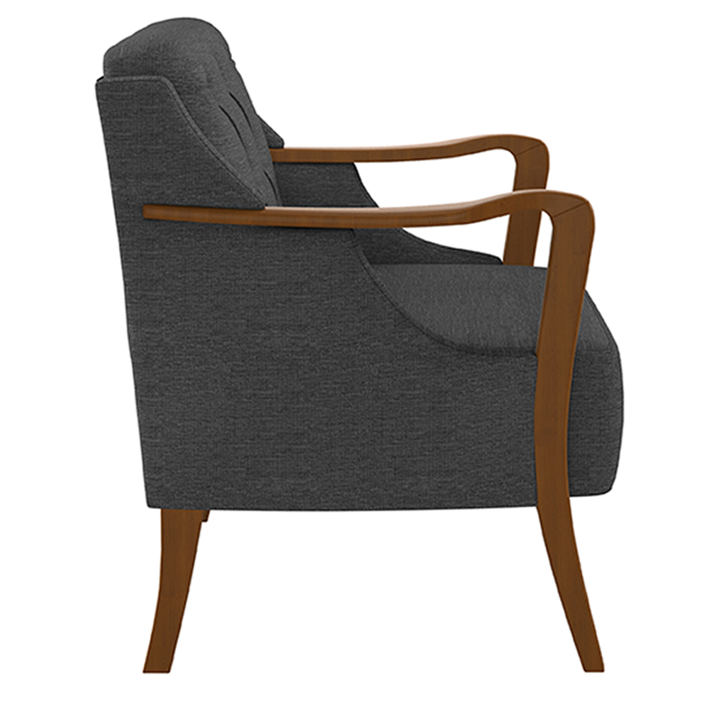 Kit 2 Poltronas Decorativas Braços em Madeira Hand Linho Chumbo G45 - Gran Belo
