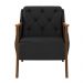 Kit 2 Poltronas Decorativas Braços em Madeira Hand PU Preto G45 - Gran Belo
