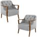 Kit 2 Poltronas Decorativas Braços em Madeira Hand Veludo Cinza G45 - Gran Belo