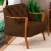 Kit 2 Poltronas Decorativas Braços em Madeira Hand Veludo Marrom G45 - Gran Belo
