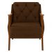 Kit 2 Poltronas Decorativas Braços em Madeira Hand Veludo Marrom G45 - Gran Belo