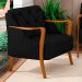 Kit 2 Poltronas Decorativas Braços em Madeira Hand Veludo Preto G45 - Gran Belo