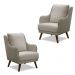 Kit 2 Poltronas Decorativas Catar com Tachas Veludo Bege Claro G33 - Gran Belo