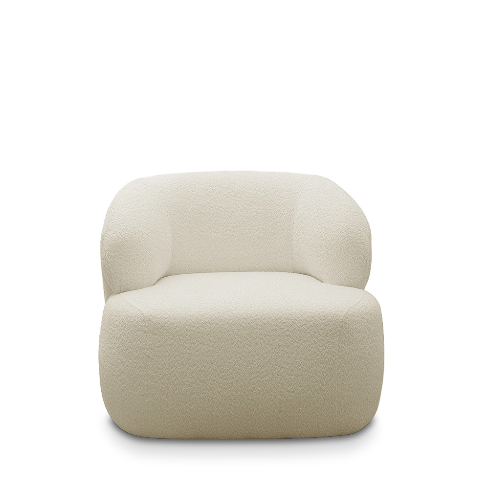 Kit 2 Poltronas Decorativas Charlote Sala de Estar Base Fixa Bouclê Bege G88 - Gran Belo