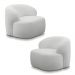 Kit 2 Poltronas Decorativas Charlote Sala de Estar Base Fixa Bouclê Cinza G88 - Gran Belo
