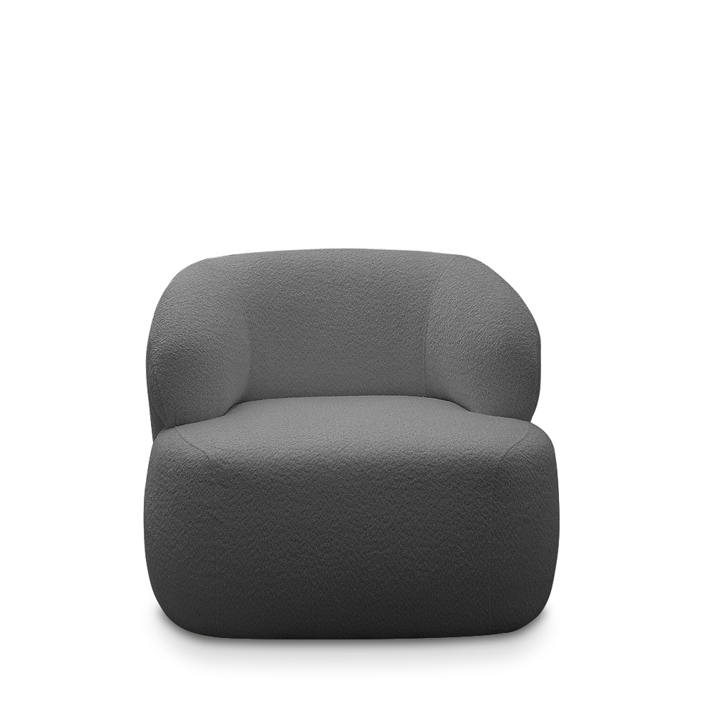 Kit 2 Poltronas Decorativas Charlote Sala de Estar Base Fixa Bouclê Grafite G88 - Gran Belo