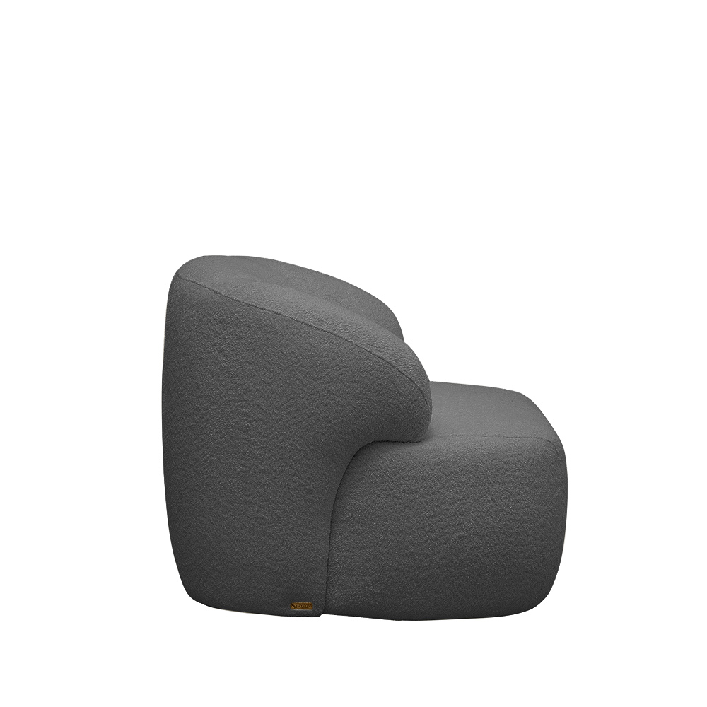 Kit 2 Poltronas Decorativas Charlote Sala de Estar Base Fixa Bouclê Grafite G88 - Gran Belo