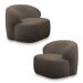 Kit 2 Poltronas Decorativas Charlote Sala de Estar Base Fixa Bouclê Marrom G88 - Gran Belo