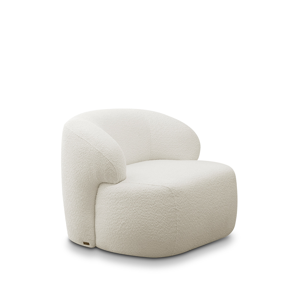 Kit 2 Poltronas Decorativas Charlote Sala de Estar Base Fixa Bouclê Off White G88 - Gran Belo