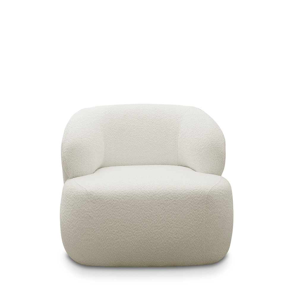 Kit 2 Poltronas Decorativas Charlote Sala de Estar Base Fixa Bouclê Off White G88 - Gran Belo