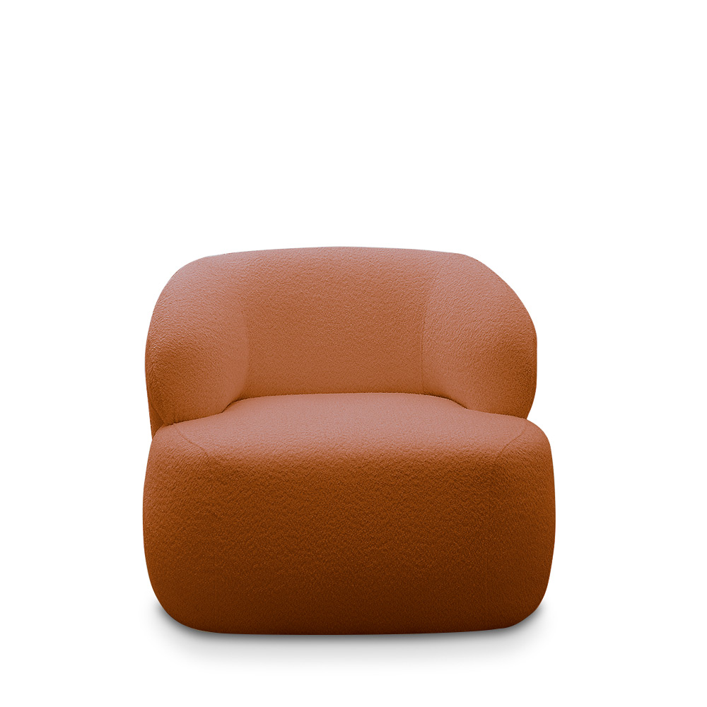 Kit 2 Poltronas Decorativas Charlote Sala de Estar Base Fixa Bouclê Terracota G88 - Gran Belo