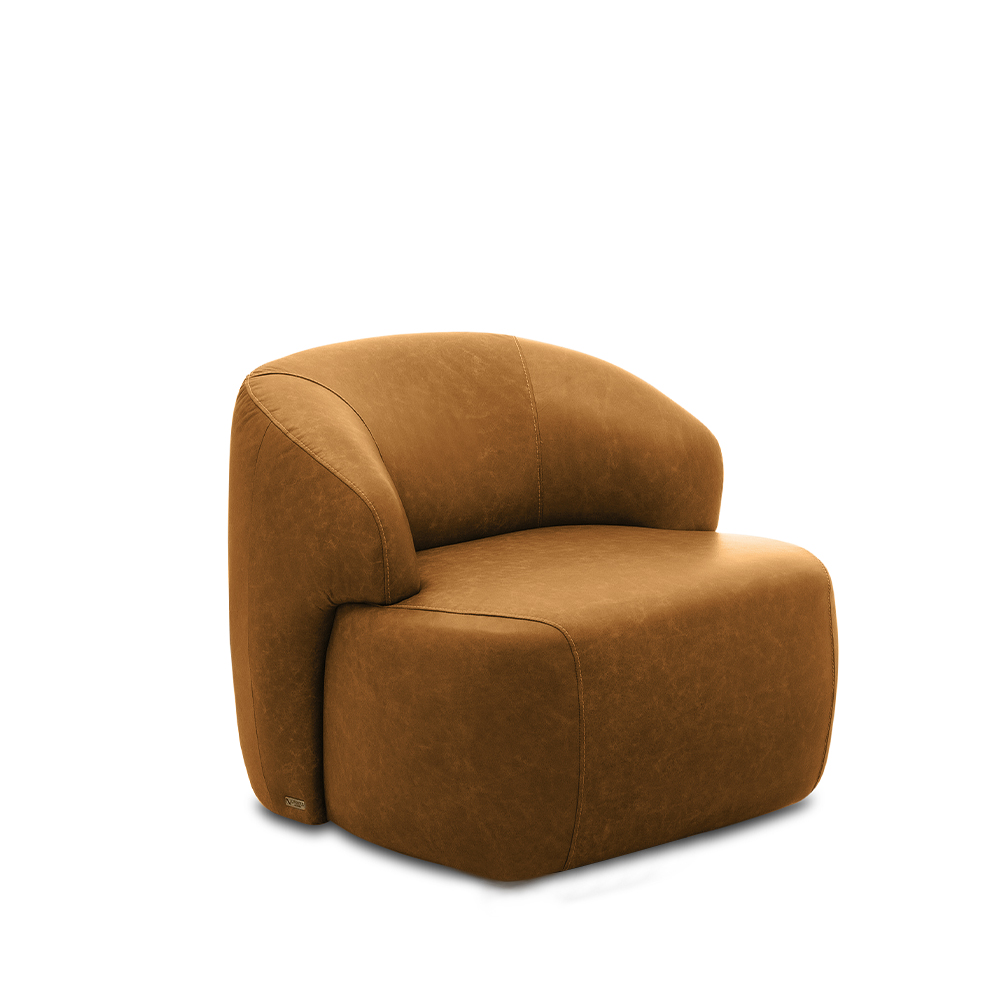Kit 2 Poltronas Decorativas Charlote Sala de Estar Base Fixa Couro Caramelo Manchado G88 - Gran Belo