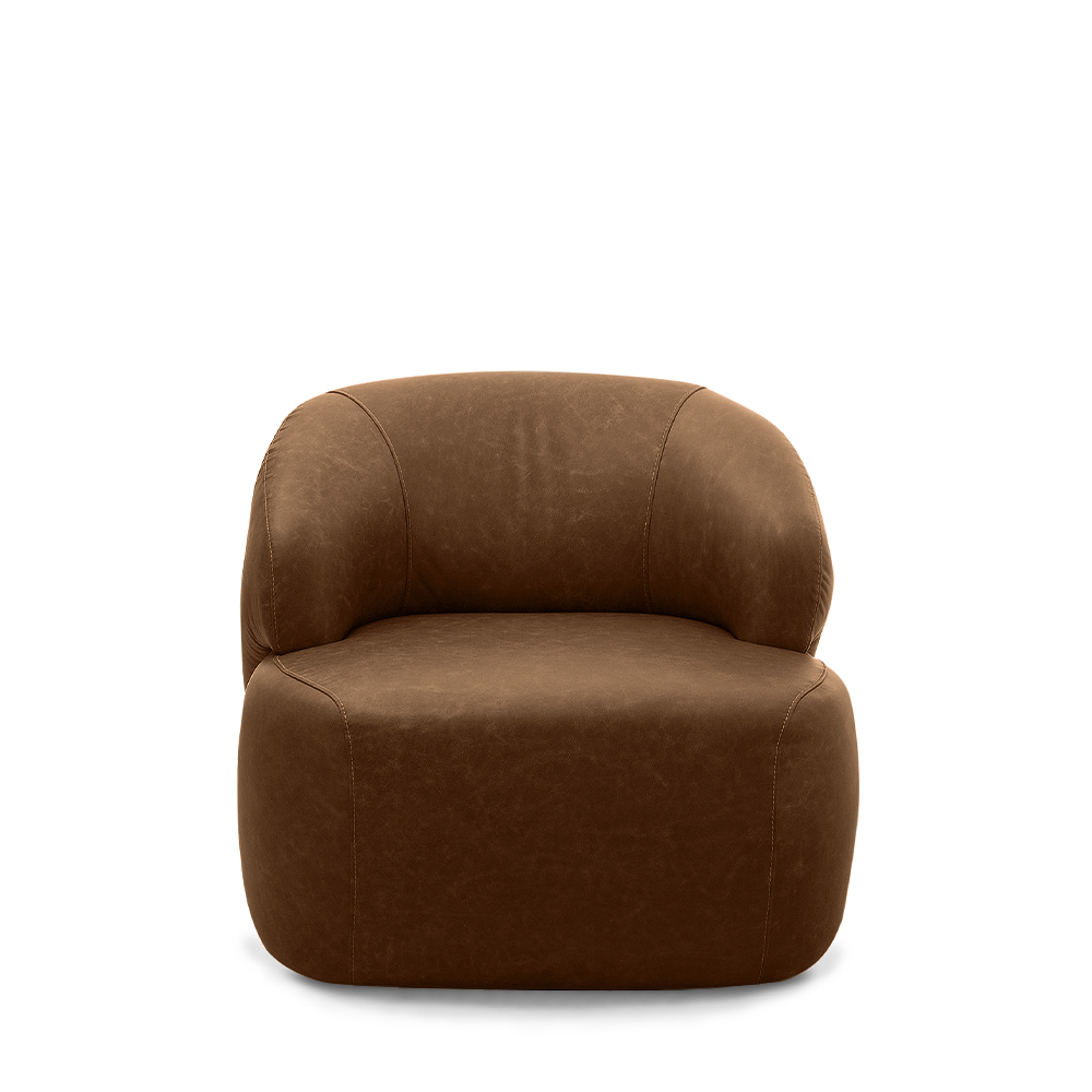 Kit 2 Poltronas Decorativas Charlote Sala de Estar Base Fixa Couro Marrom Claro Manchado G88 - Gran Belo