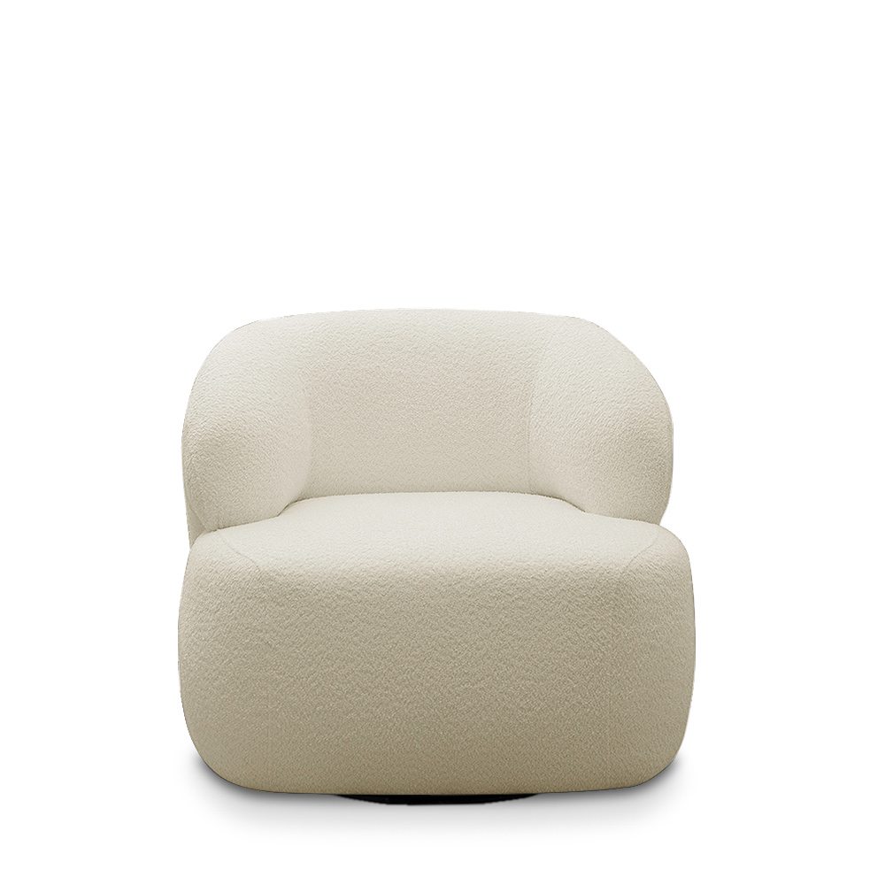 Kit 2 Poltronas Decorativas Charlote Sala de Estar Base Giratória em Aço Bouclê Bege G88 - Gran Belo