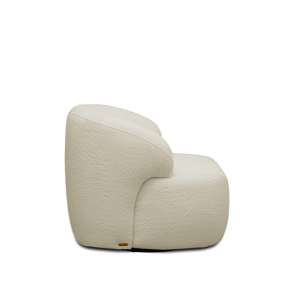 Kit 2 Poltronas Decorativas Charlote Sala de Estar Base Giratória em Aço Bouclê Bege G88 - Gran Belo