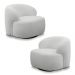 Kit 2 Poltronas Decorativas Charlote Sala de Estar Base Giratória em Aço Bouclê Cinza G88 - Gran Belo