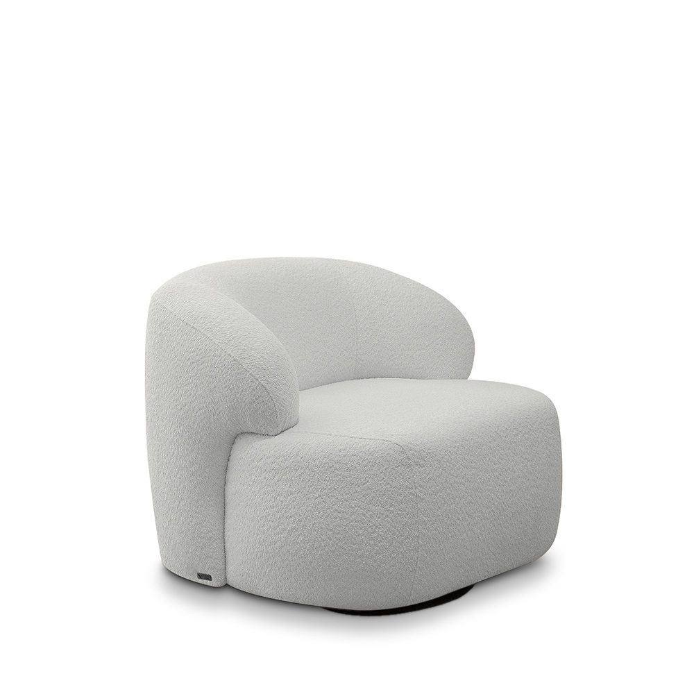 Kit 2 Poltronas Decorativas Charlote Sala de Estar Base Giratória em Aço Bouclê Cinza G88 - Gran Belo