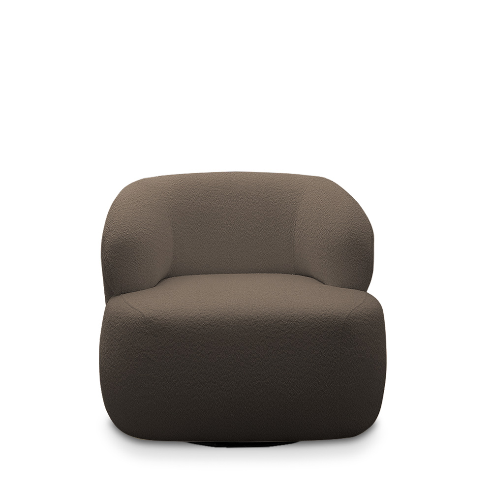 Kit 2 Poltronas Decorativas Charlote Sala de Estar Base Giratória em Aço Bouclê Marrom G88 - Gran Belo