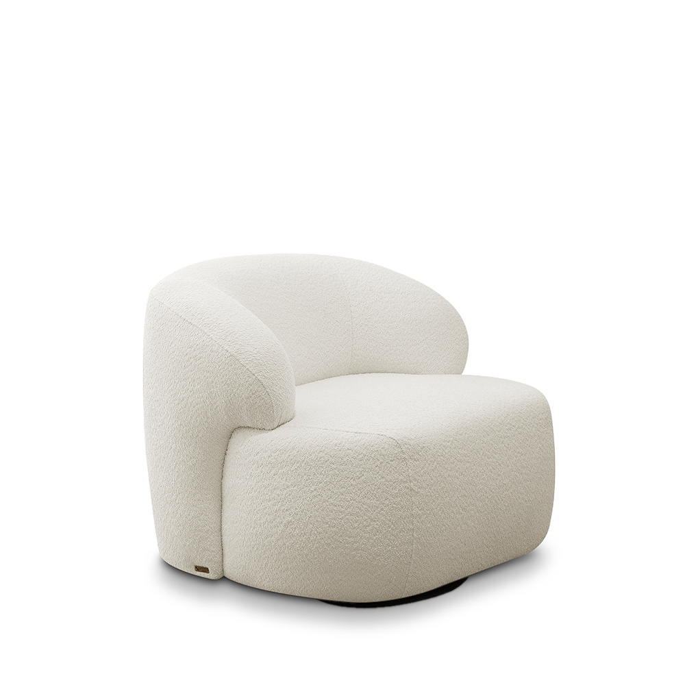 Kit 2 Poltronas Decorativas Charlote Sala de Estar Base Giratória em Aço Bouclê Off White G88 - Gran Belo