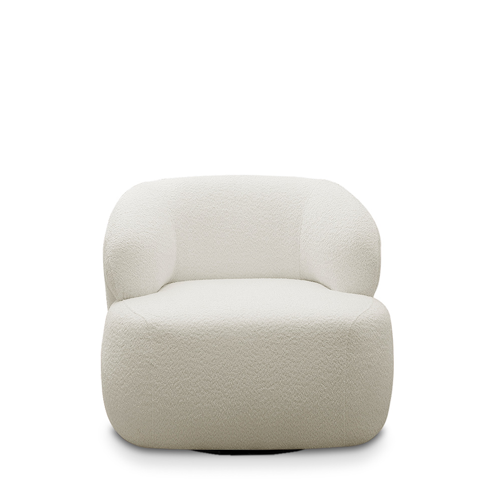 Kit 2 Poltronas Decorativas Charlote Sala de Estar Base Giratória em Aço Bouclê Off White G88 - Gran Belo