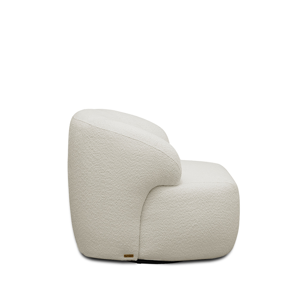 Kit 2 Poltronas Decorativas Charlote Sala de Estar Base Giratória em Aço Bouclê Off White G88 - Gran Belo