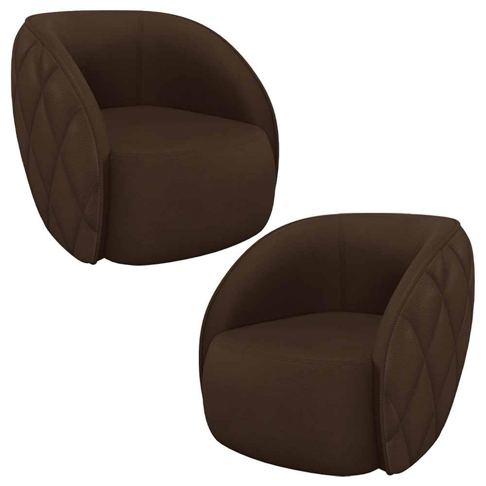 Kit 2 Poltronas Decorativas Clarke PU Marrom G45 - Gran Belo