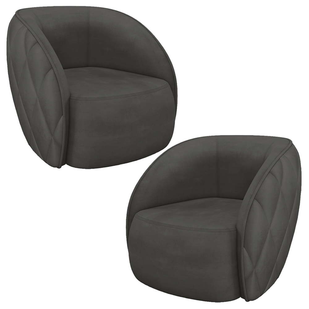 Kit 2 Poltronas Decorativas Clarke Veludo Cinza G45 - Gran Belo