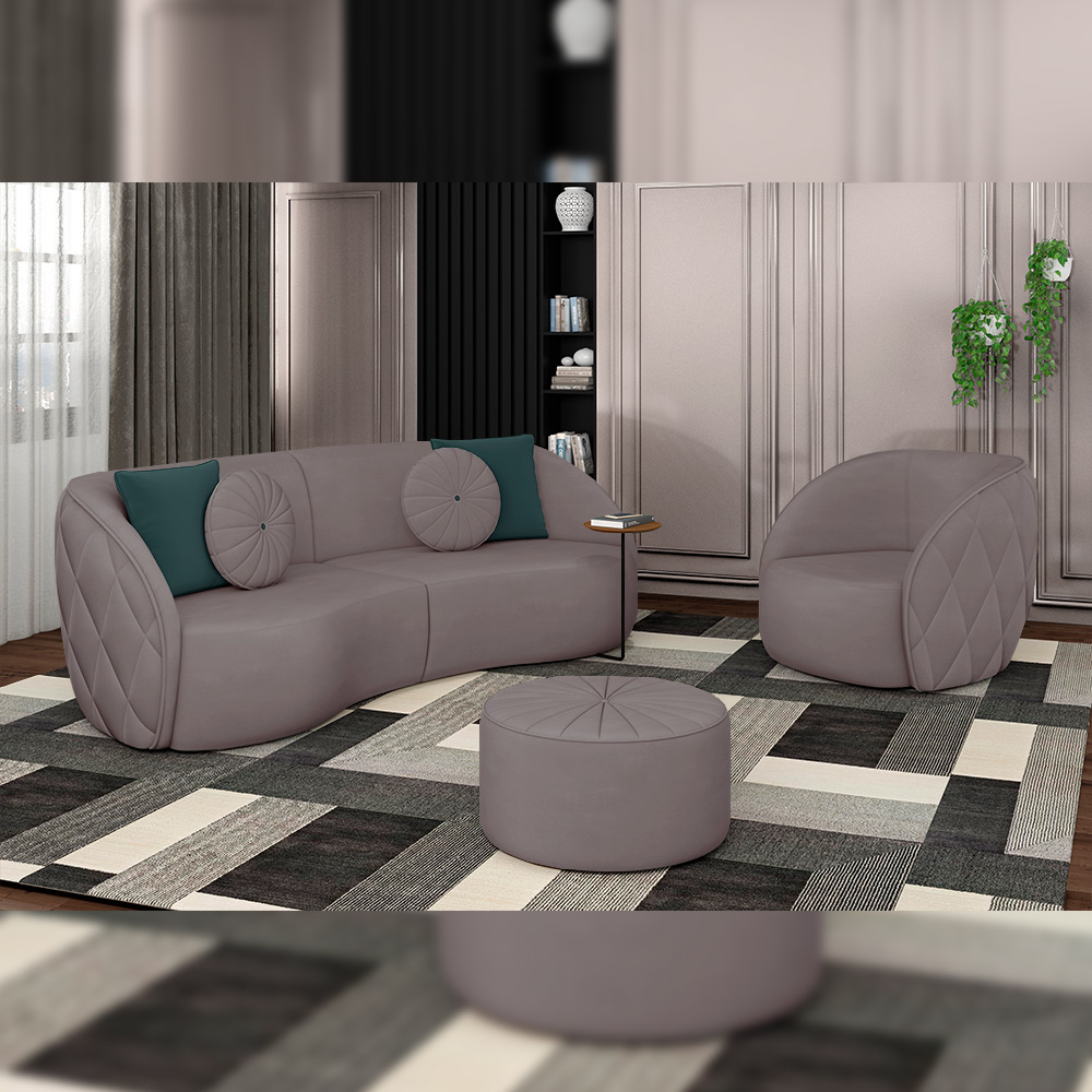 Kit 2 Poltronas Decorativas Clarke Veludo Rosê G45 - Gran Belo
