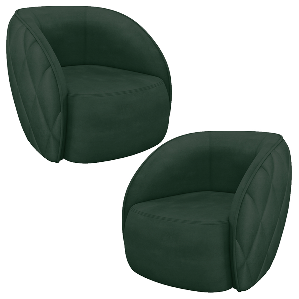 Kit 2 Poltronas Decorativas Clarke Veludo Verde G45 - Gran Belo
