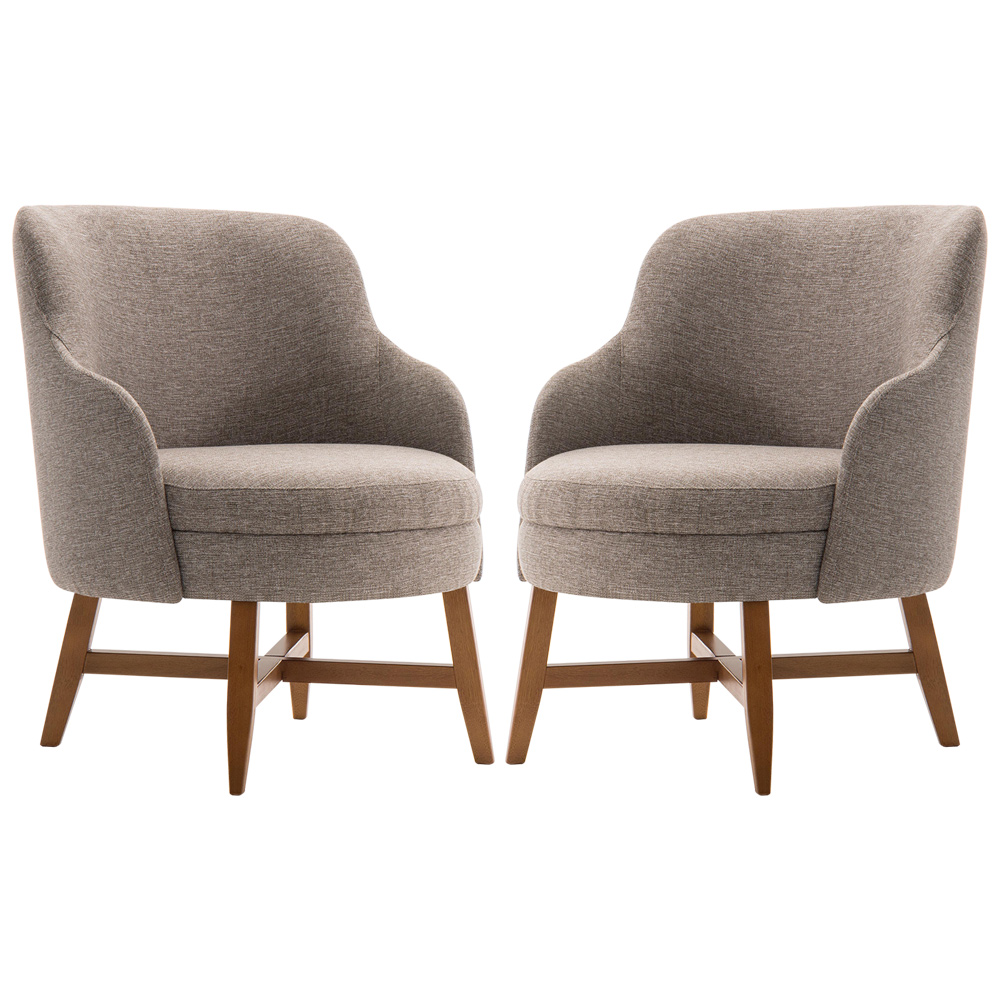 Kit 2 Poltronas Decorativas Com Braço Amber Linho Cinza G66 - Gran Belo