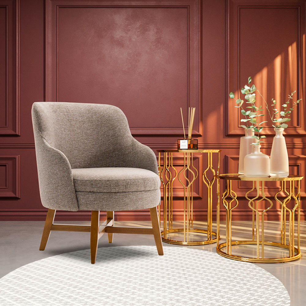 Kit 2 Poltronas Decorativas Com Braço Amber Linho Cinza G66 - Gran Belo