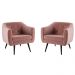 Kit 2 Poltronas Decorativas Cuddle Sala de Estar com Botonê e Pés Palito Veludo Rosa G17 - Gran Belo