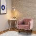 Kit 2 Poltronas Decorativas Cuddle Sala de Estar com Botonê e Pés Palito Veludo Rosa G17 - Gran Belo