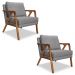 Kit 2 Poltronas Decorativas De Luxo Frida Linho Cinza G63 - Gran Belo