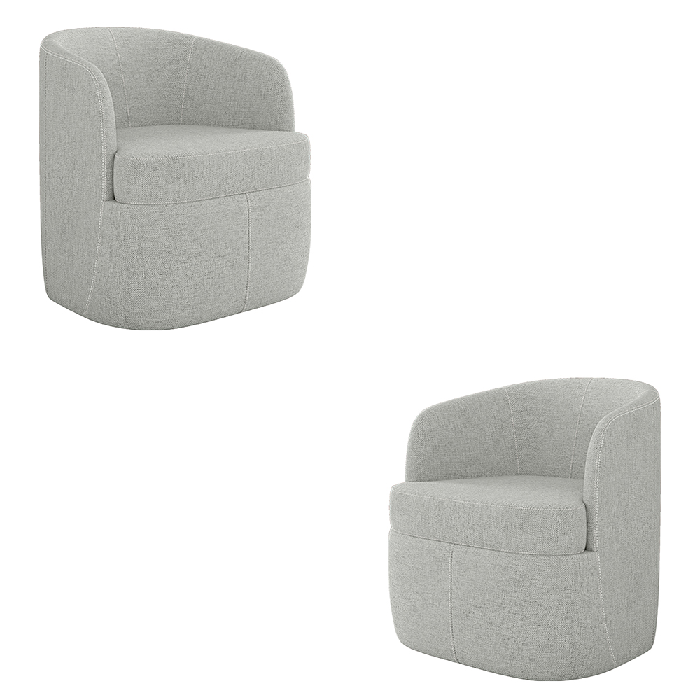 Kit 2 Poltronas Decorativas Design Moderno Bel Sala de Estar Base Giratória Linho Cinza G33 - Gran Belo