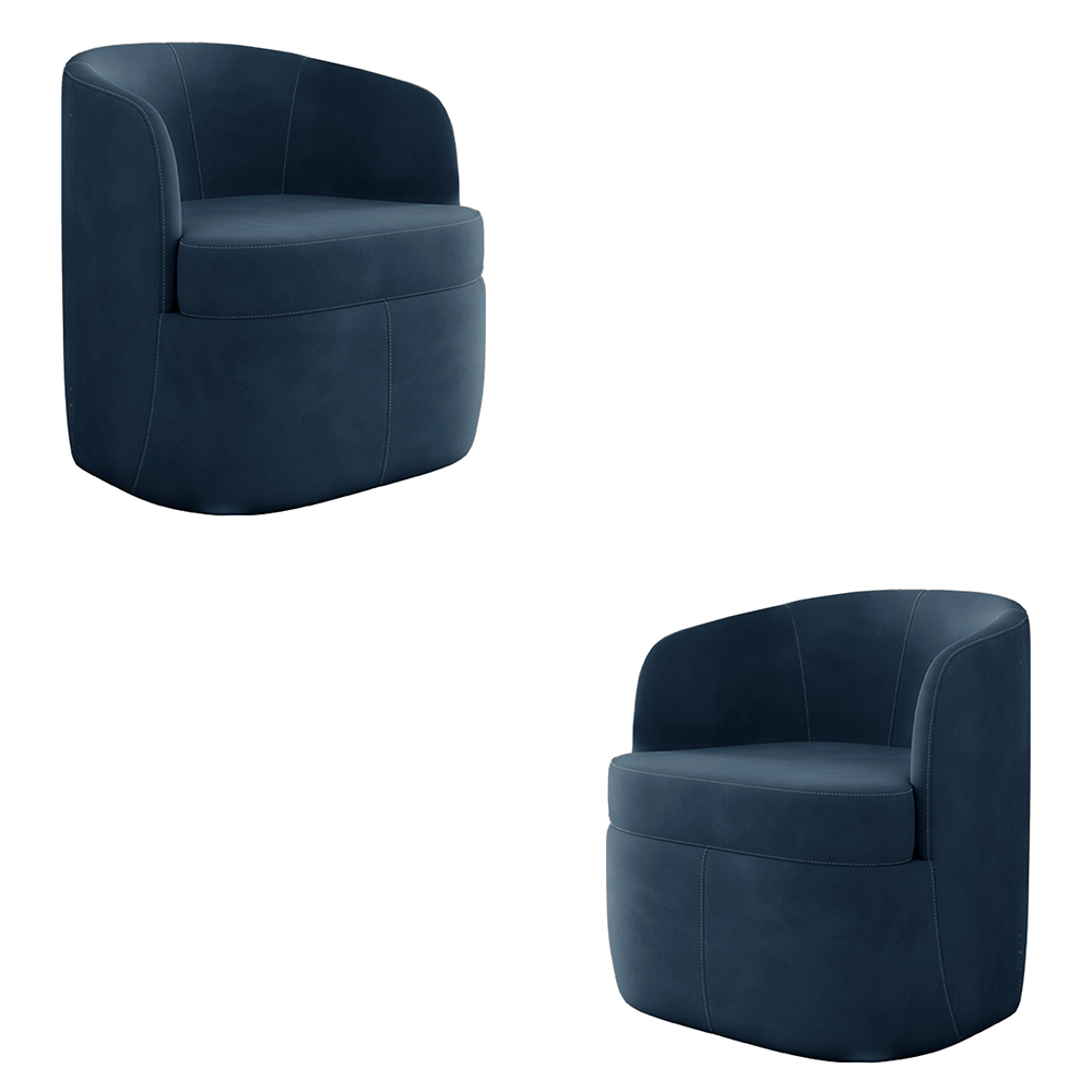 Kit 2 Poltronas Decorativas Design Moderno Bel Sala de Estar Base Giratória Veludo Azul Marinho G33 - Gran Belo