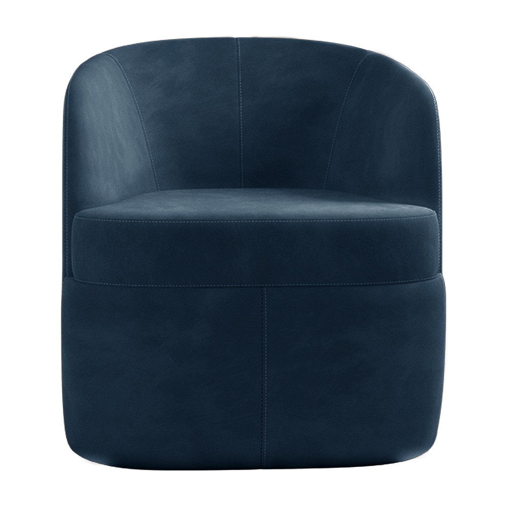 Kit 2 Poltronas Decorativas Design Moderno Bel Sala de Estar Base Giratória Veludo Azul Marinho G33 - Gran Belo