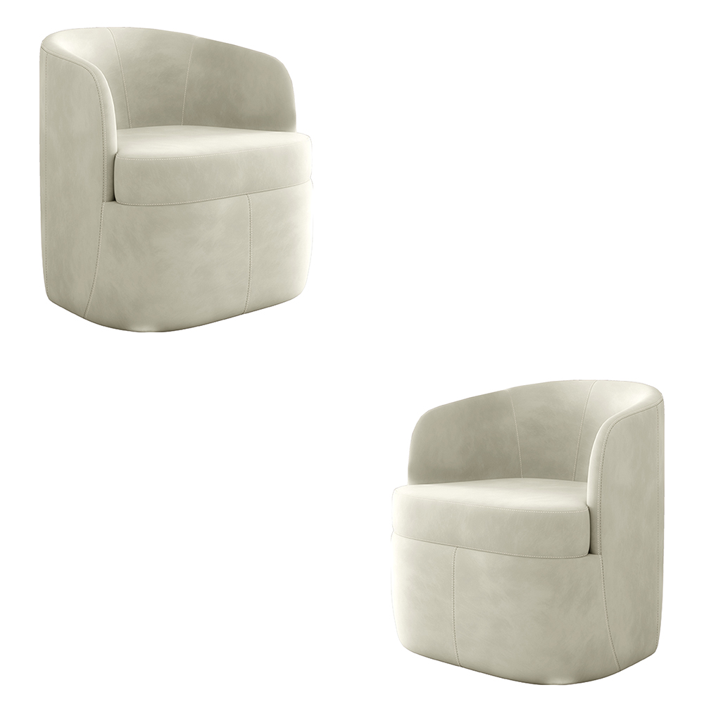Kit 2 Poltronas Decorativas Design Moderno Bel Sala de Estar Base Giratória Veludo Bege G33 - Gran Belo