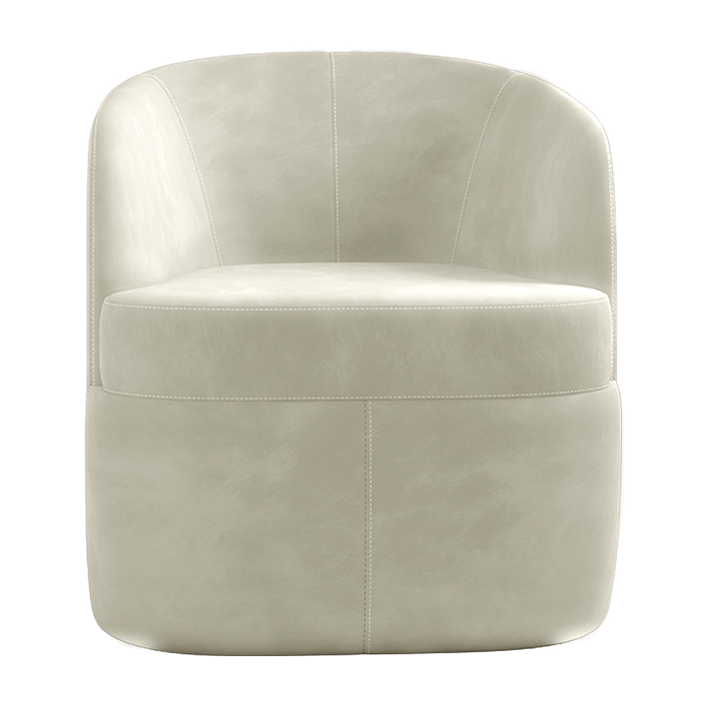 Kit 2 Poltronas Decorativas Design Moderno Bel Sala de Estar Base Giratória Veludo Bege G33 - Gran Belo