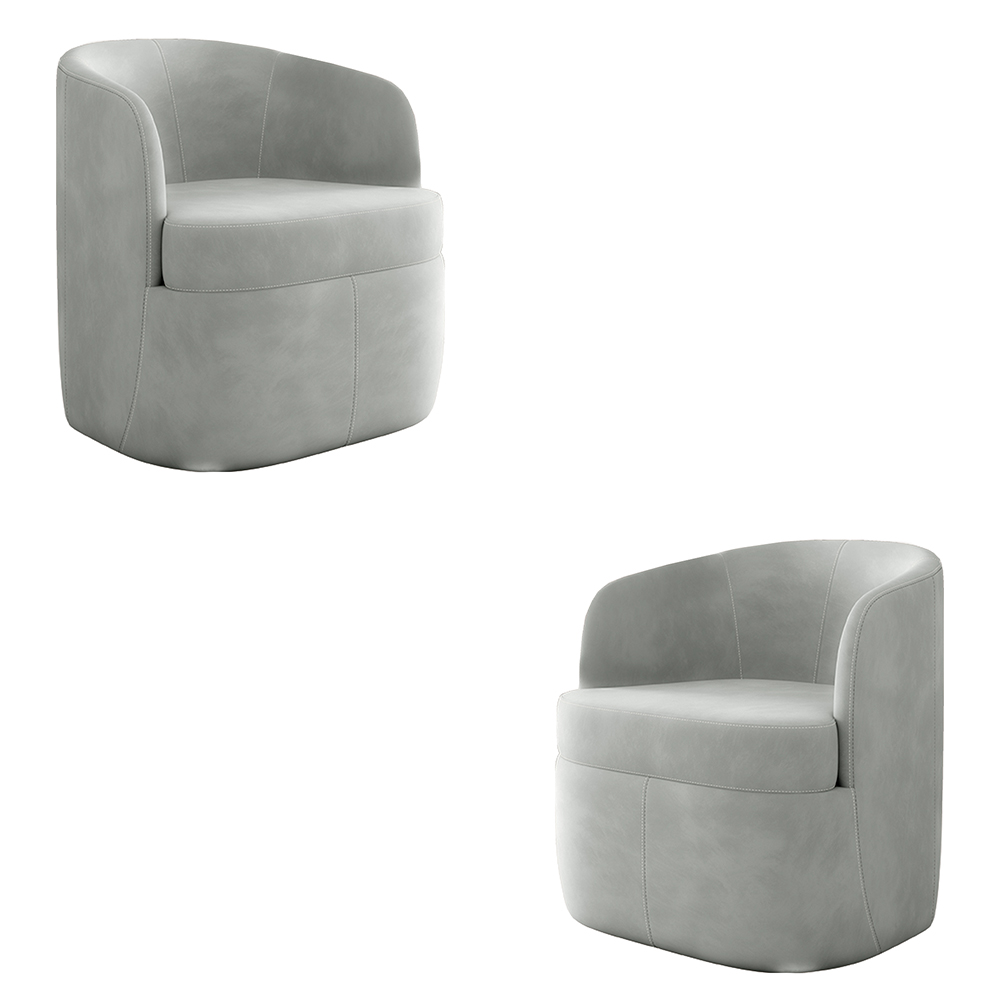 Kit 2 Poltronas Decorativas Design Moderno Bel Sala de Estar Base Giratória Veludo Cinza G33 - Gran Belo