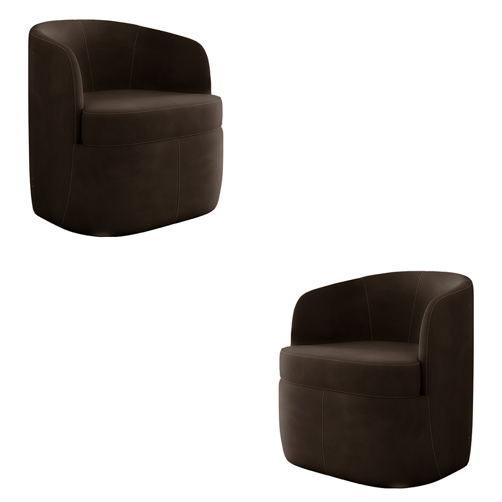 Kit 2 Poltronas Decorativas Design Moderno Bel Sala de Estar Base Giratória Veludo Marrom G33 - Gran Belo