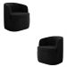 Kit 2 Poltronas Decorativas Design Moderno Bel Sala de Estar Base Giratória Veludo Preto G33 - Gran Belo