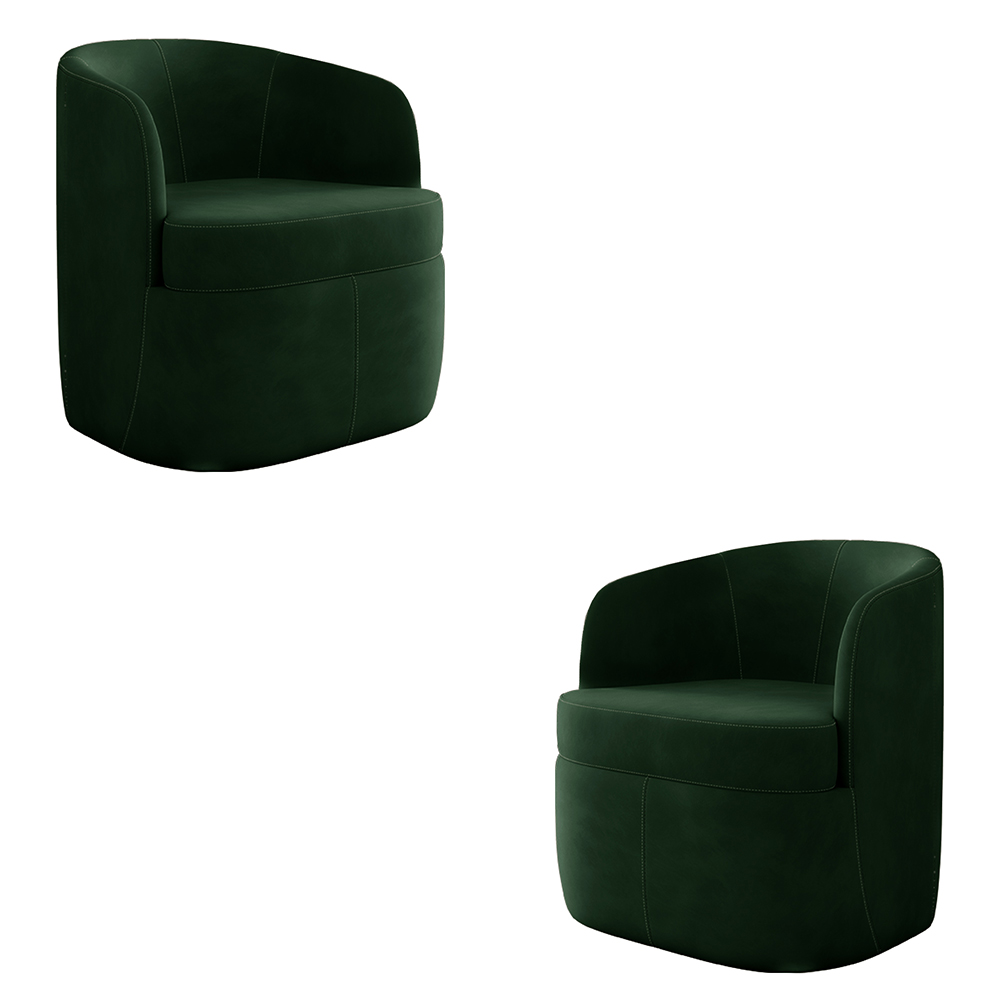 Kit 2 Poltronas Decorativas Design Moderno Bel Sala de Estar Base Giratória Veludo Verde G33 - Gran Belo