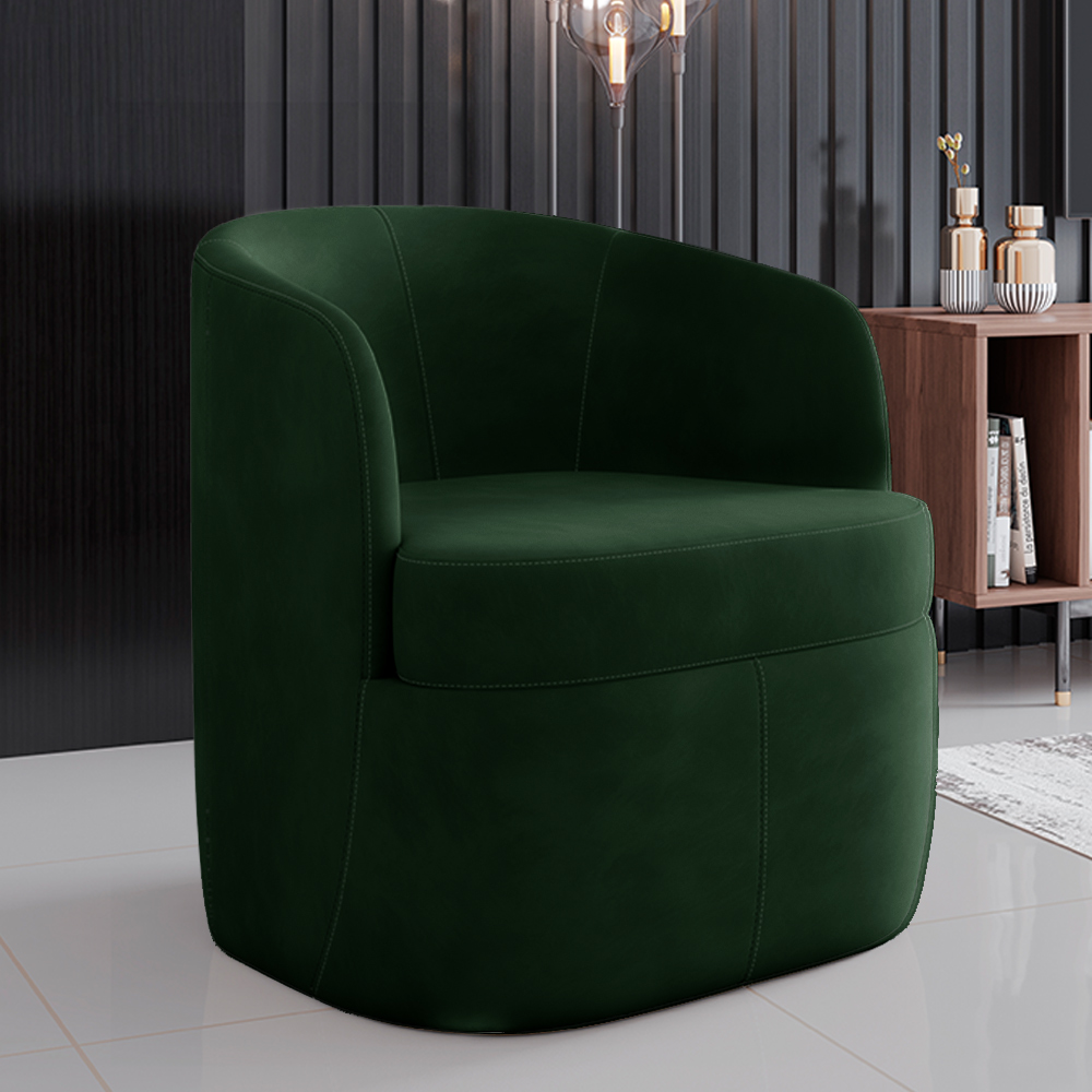 Kit 2 Poltronas Decorativas Design Moderno Bel Sala de Estar Base Giratória Veludo Verde G33 - Gran Belo