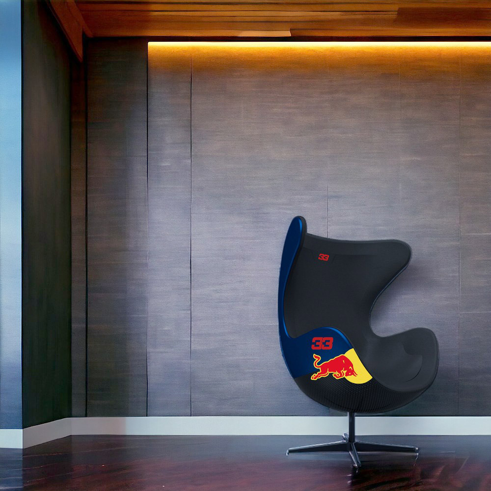 Kit 2 Poltronas Decorativas Egg Chair RB Nº33 c/Regulagem de Altura Azul/Preto G53 - Gran Belo