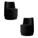 Kit 2 Poltronas Decorativas Estilo Único Éfeso Sala de Estar Base Giratória Veludo Preto G33 - Gran Belo