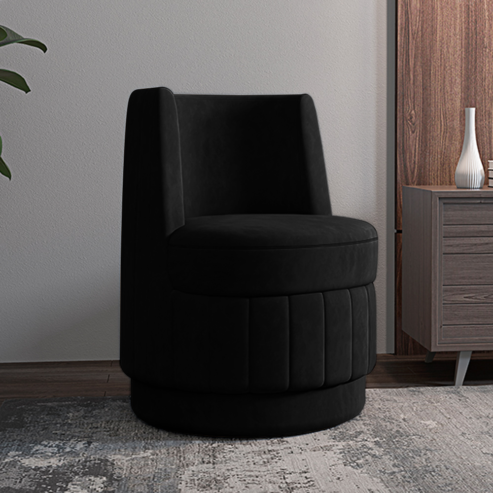 Kit 2 Poltronas Decorativas Estilo Único Éfeso Sala de Estar Base Giratória Veludo Preto G33 - Gran Belo