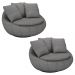 Kit 2 Poltronas Decorativas Giratória Sala de Estar Afrodite Linho Cinza G45 - Gran Belo