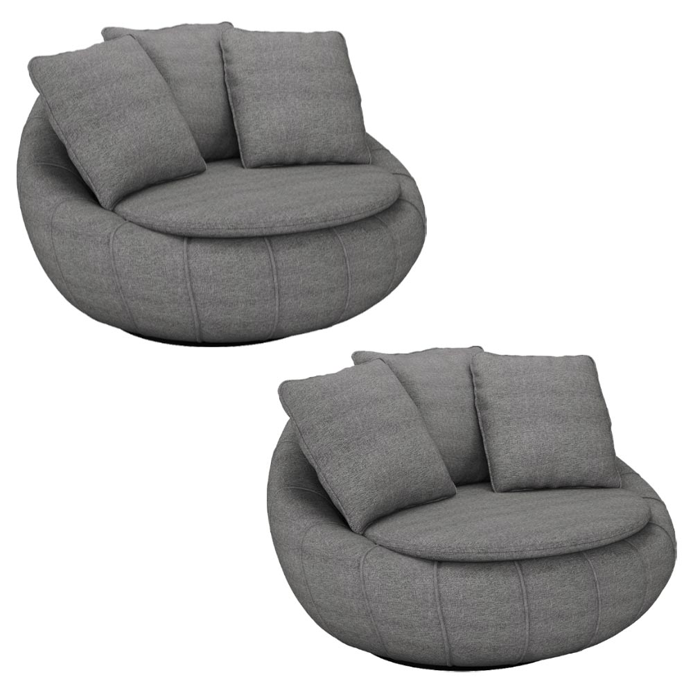 Kit 2 Poltronas Decorativas Giratória Sala de Estar Afrodite Linho Cinza G45 - Gran Belo