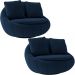 Kit 2 Poltronas Decorativas Giratória Sala de Estar Afrodite Veludo Azul Marinho - Gran Belo